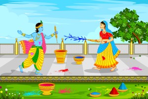 Radha Krishna playing Holi