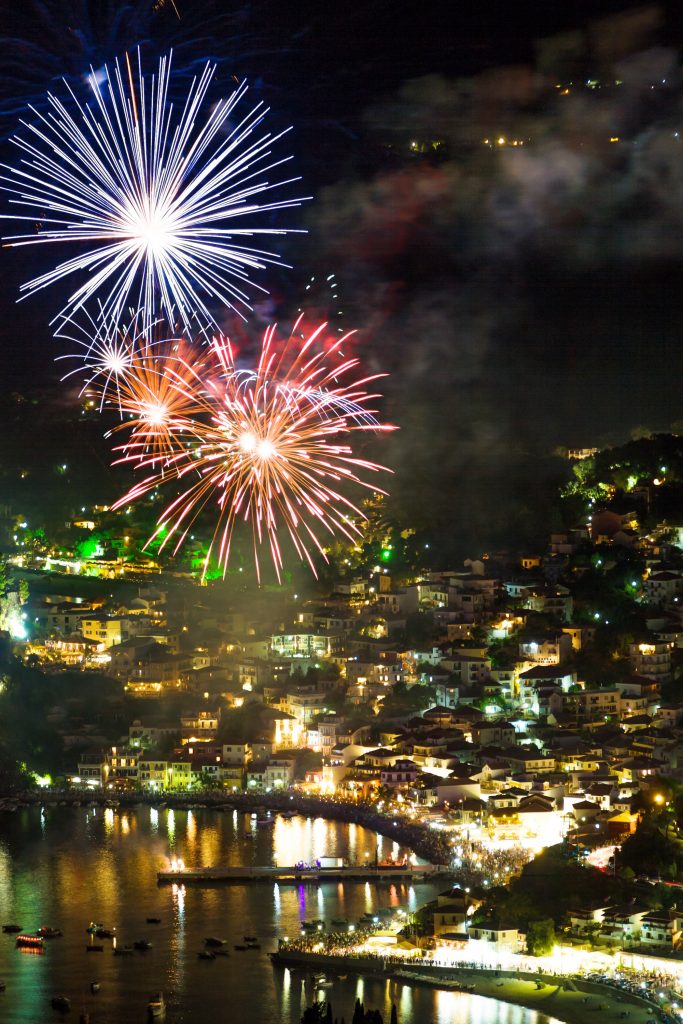 Firework on August the 15th in Parga Greece
