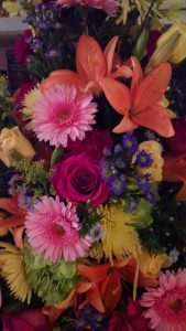 coping with losing mom, flowers, funeral, brilliant color, memorial service,